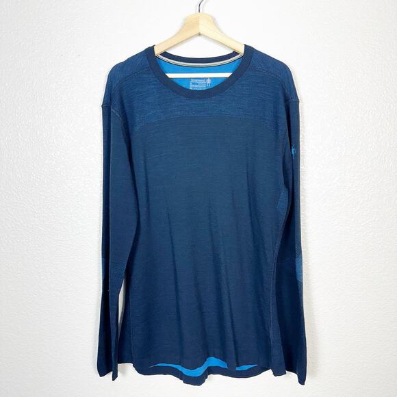 Smartwool Intraknit Thermal Merino Base Layer Knit Crew Neck Top Blue XL - Picture 1 of 10